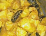 A picture of step 4 of Lambi began and Patato Achari mazedar salan.