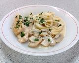Foto del paso 6 de la receta: ✅ Tallarines con pollo y champiñones con salsa de crema y quesos 🍝🍗