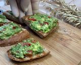A picture of step 4 of Bruschetta with Guacamole and Salmon.