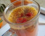 A picture of step 4 of Orange and Strawberry Chia Mocktail #Foodies&Friends.