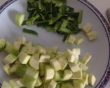 A picture of step 1 of Linguine Risottate with Calamari on Zucchini Cream.