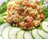 Hình bước làm 5 của món Cơm chiên trứng,xúc xích
