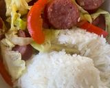 A picture of step 6 of Kielbasa with Bell peppers and Cabbage 🥬🫑.