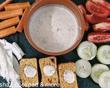 A picture of step 6 of Homemade Ranch dressing with salad and rusk toast.