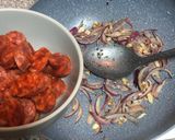 A picture of step 2 of Chorizo and Prawns Paella.