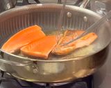 A picture of step 13 of Crispy Skin Salmon, Asparagus with Fondant Potato and Chestnut Sauce.
