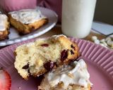 A picture of step 14 of SCONES with red berries & white chocolate chips!! 🍓🥛.