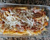 Foto del paso 3 de la receta Macarrones con salchichas de pavo, tomate y queso 🍝