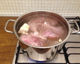A picture of step 3 of Sunday lunch (chicken noodle soup and baked chicken with potatoes).