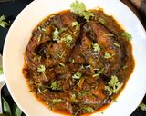A picture of step 6 of Gongura Chepala Pulusu (Andhra style Fish Curry with Sorrel Leaves).