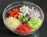 A picture of step 2 of Vegan Tabbouleh Salad with feta cheese.