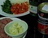 Hình bước làm 1 của món Mì soba sốt bologese kiểu ý với thịt con heo