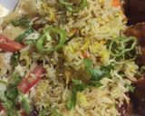 A picture of step 6 of Egg fried rice with vegetables manchurian.
