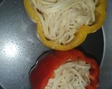 சிக்கன் நூடுல்ஸ் ஸ்டப்டு&பேக்குடு கேப்ஸிகம் (Chicken noodles stuffed capsicum recipe in tamil) ரெசிபி ஸ்டேப் 8 புகைப்படம்