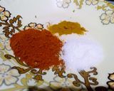 A picture of step 1 of Tikka masala fried chicken.