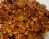 A picture of step 4 of My Smoked Sausage & BBQ Beans with Fried Potato. 😁.