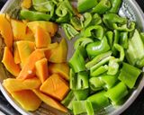 A picture of step 1 of Mirchi karela.