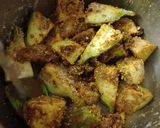 A picture of step 2 of Jowar Bhakri with brinjal potato vegetable curry.