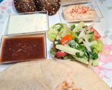 A picture of step 3 of Falafel wrap / Mediterranean bowl / platter from the middle East.