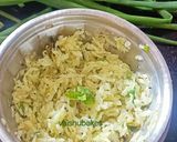 A picture of step 5 of Cucumber,Mint and Lemon grass Koshimbir with Tulsi leaves.