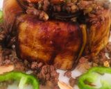 A picture of step 7 of Maqluba with Ground Beef.