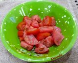 A picture of step 1 of Tomato, Cucumber, Fig, and Melekouni Salad.