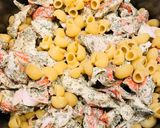 A picture of step 3 of Imitation Crabmeat Pasta Salad.