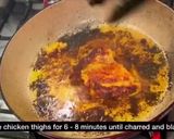 A picture of step 4 of Blackened chicken with caramel and clementine dressing.