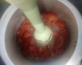 A picture of step 2 of Tomato Soup with sauteed garlic vegetables.