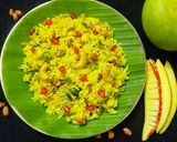 A picture of step 5 of Mamidikaya pulihora or mavinakayi chitrana / Mango rice.