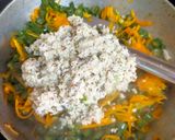 A picture of step 3 of Carrot and Beans Toran.