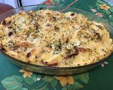 Une image de l'étape 20 de Gratin de polenta au lard, tomates, oignon, paneer et parmesan.