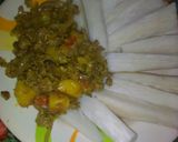 A picture of step 6 of Yam and scrambled egg.