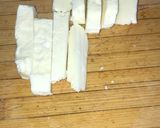 A picture of step 1 of Halloumi fries.