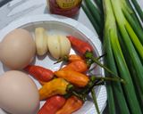 Foto langkah ke 1 dari resep Nasi Telur Ceplok with Scallion Oil.
