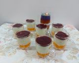 A picture of step 3 of Fruit custard with orange jelly and strawberry palm sauce.
