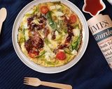A picture of step 4 of Spinach Omelette Foccasia.