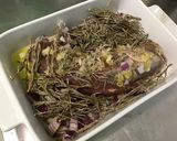 A picture of step 7 of Oven-Roasted Pork Tenderloin with Pink Garlic, Red Onion, and Rosemary.