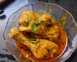 A picture of step 9 of Kolhapuri Chickan masala and curry.