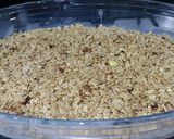 A picture of step 8 of Ginger flapjacks with pistachios and apricots.