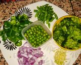 A picture of step 1 of Hara bhara Paneer 🥦🧅🥗 #cook123.