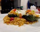 A picture of step 6 of Cheesy Rice Stuffed Poblanos.