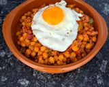 Foto del paso 7 de la receta: Garbanzos fritos...!!!Con Pimientos, jamón, Bacon y huevo 🍳