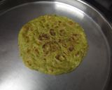 A picture of step 2 of Palak paneer roll.