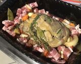Une image de l'étape 6 de Rôti de sanglier au lard et vin rouge (marinade maison au cognac, aromates et légumes).
