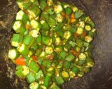 A picture of step 3 of Bhindi Fry.