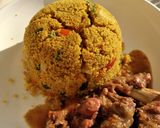 A picture of step 1 of Buttered fried cous cous.