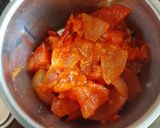 A picture of step 2 of Paneer in red gravy.