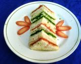 A picture of step 2 of Tri colour sandwich.