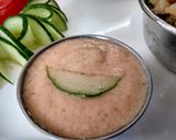 A picture of step 9 of Litti chokha with smokey tomato chutney.